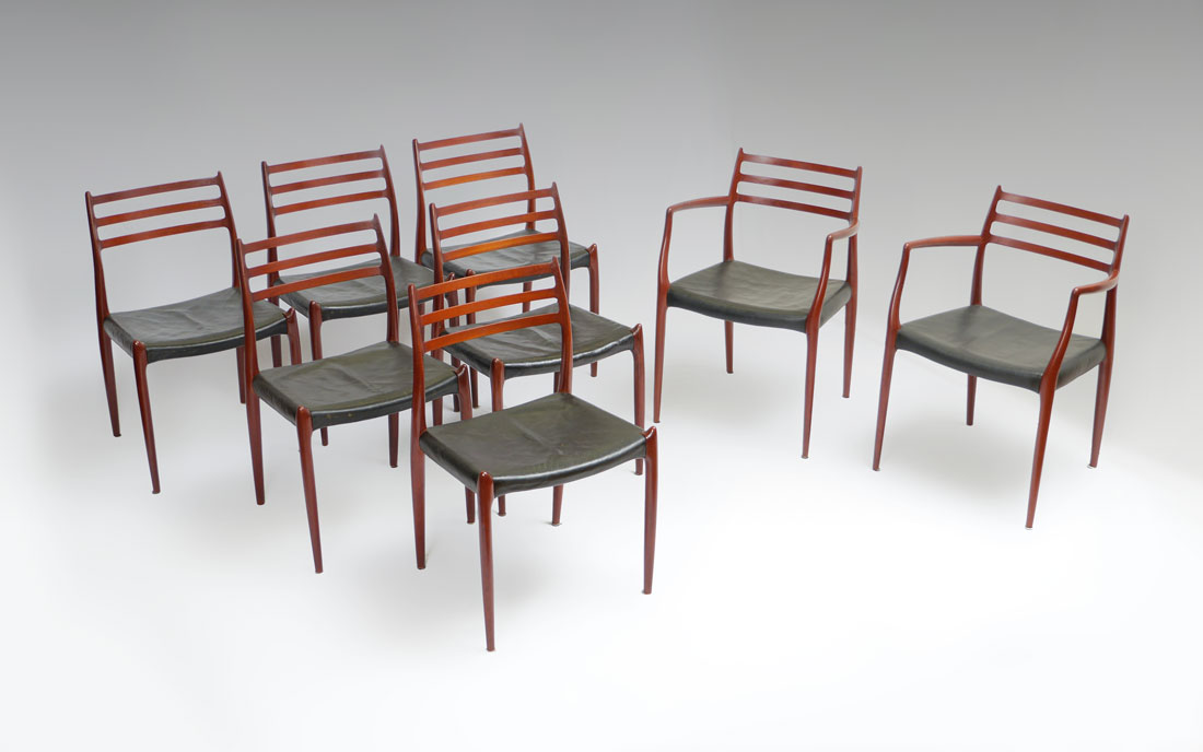 Appraisal: SET OF NIELS MOLLER DANISH ARM AND SIDE CHAIRS Rosewood