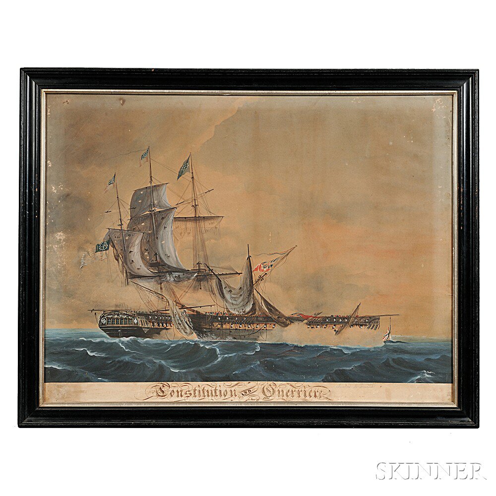 Appraisal: American School Early th Century Two Works Showing the USS