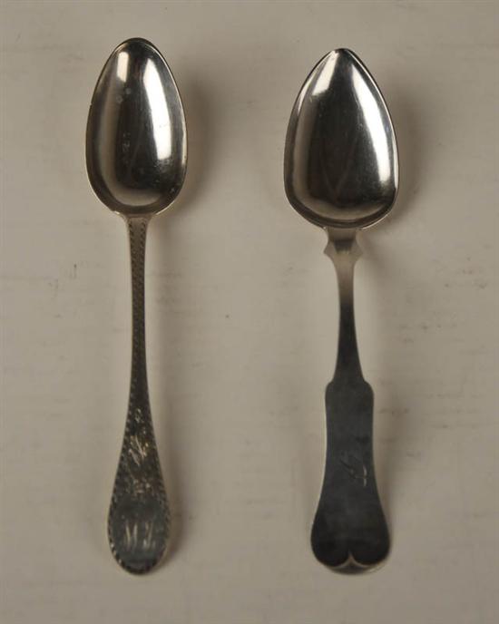 Appraisal: Two Coin Silver Serving Spoons one picture back by Abraham