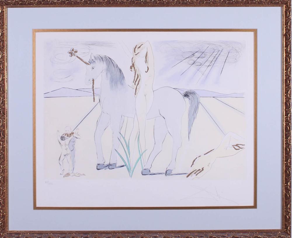 Appraisal: AFTER SALVADOR DALI Spain - lithograph Lady Godiva and the