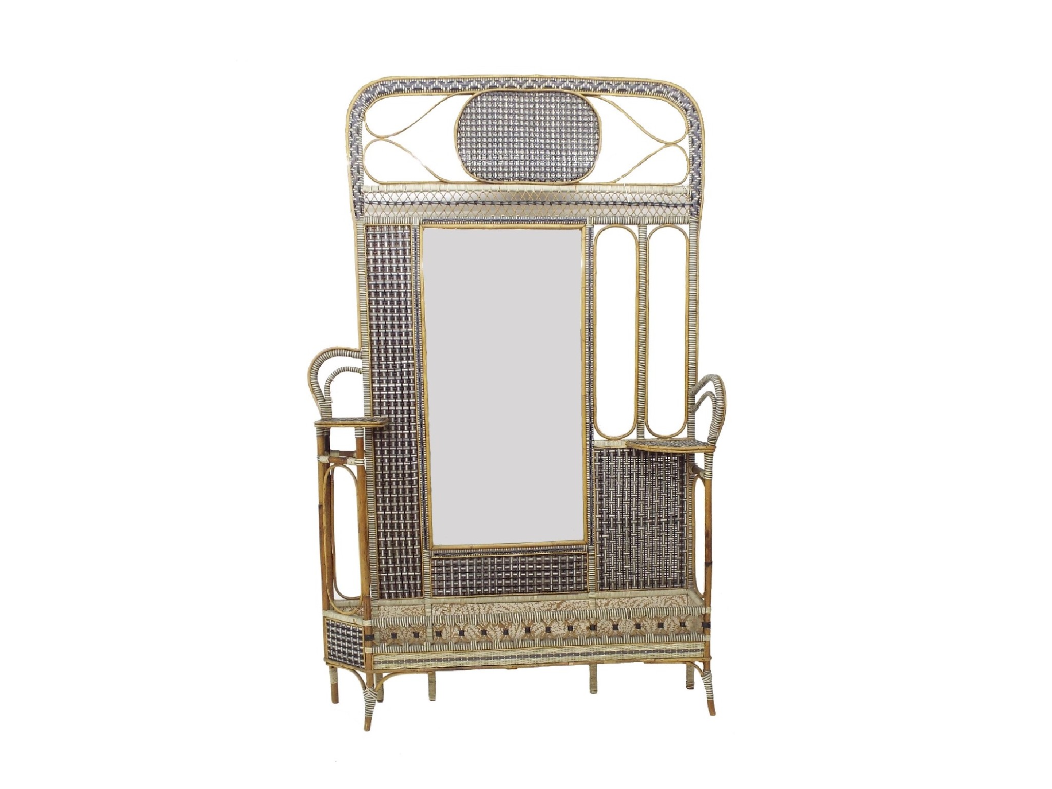 Appraisal: Unusual French bamboo and wicker hallstand bistro fitting centrally fitted