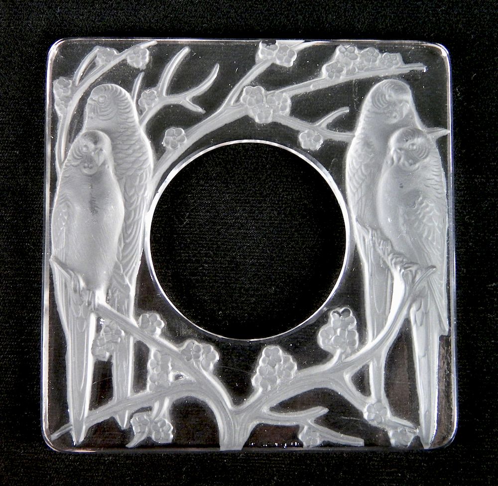 Appraisal: Lalique glass ''Inseparables'' frame Lalique glass ''Inseparables'' frame signed R