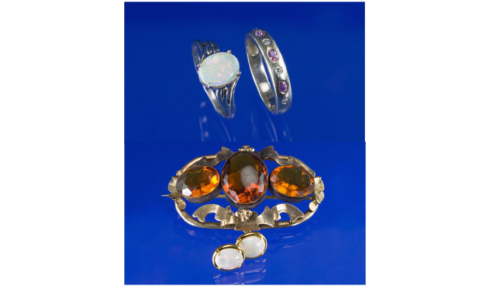 Appraisal: Small Collection Of Jewellery Comprising A Silver Opal Ring Gold