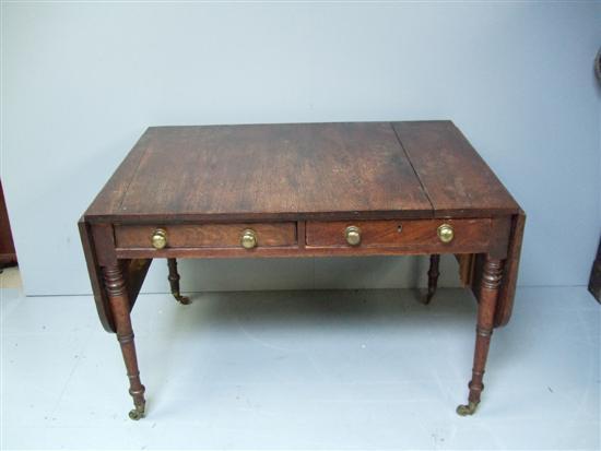 Appraisal: th century oak sofa table with two frieze drawers raised