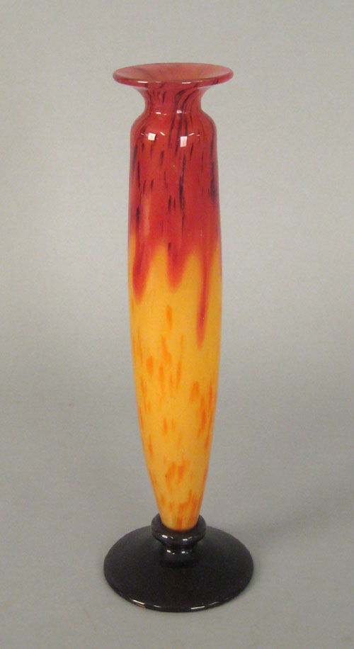 Appraisal: Schneider art glass vase h