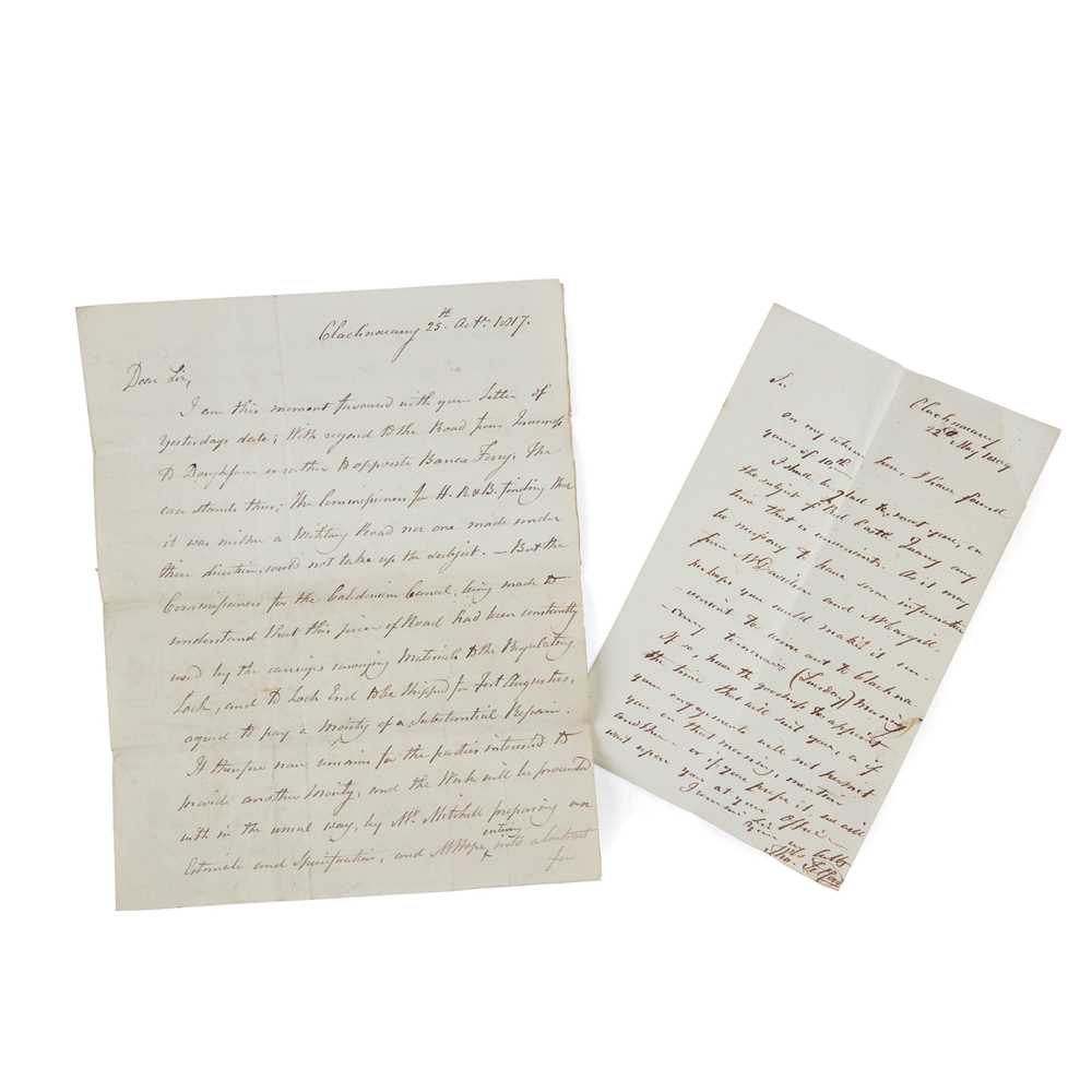 Appraisal: TELFORD THOMAS TWO AUTOGRAPH LETTERS SIGNED ALS dated Clachnacany nd