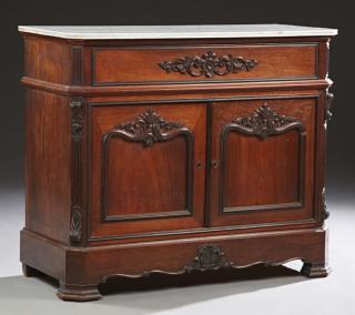 Appraisal: French Rosewood Grained Walnut Marble Top Secretar French Rosewood Grained