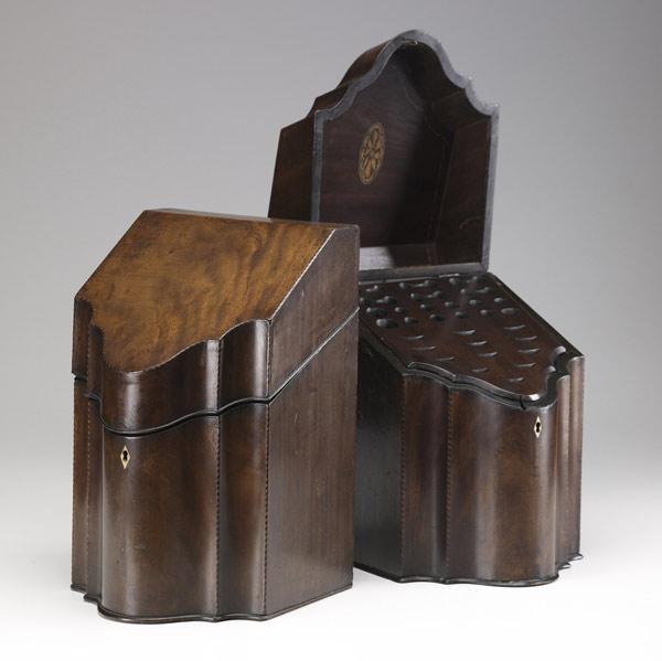 Appraisal: ENGLISH KNIFE BOXES Pair in mahogany ca x x