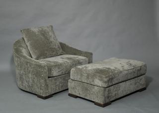 Appraisal: Mattaliano Designer Club Chair and Ottoman Mattaliano Designer club chair