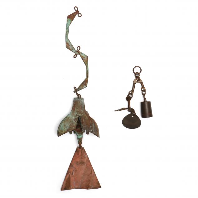 Appraisal: TWO MODERNIST BRONZE WINDBELLS INCLUDING PAOLO SOLERI AND RICHARD FISHER