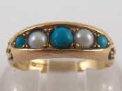 Appraisal: A carat gold turquoise and cultured pearl ring size J