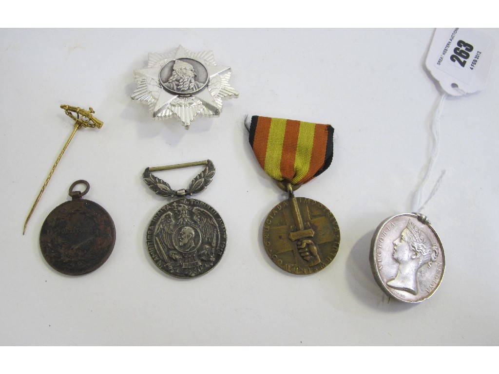 Appraisal: Lot comprising Crimea medal brooched and four other assorted medals