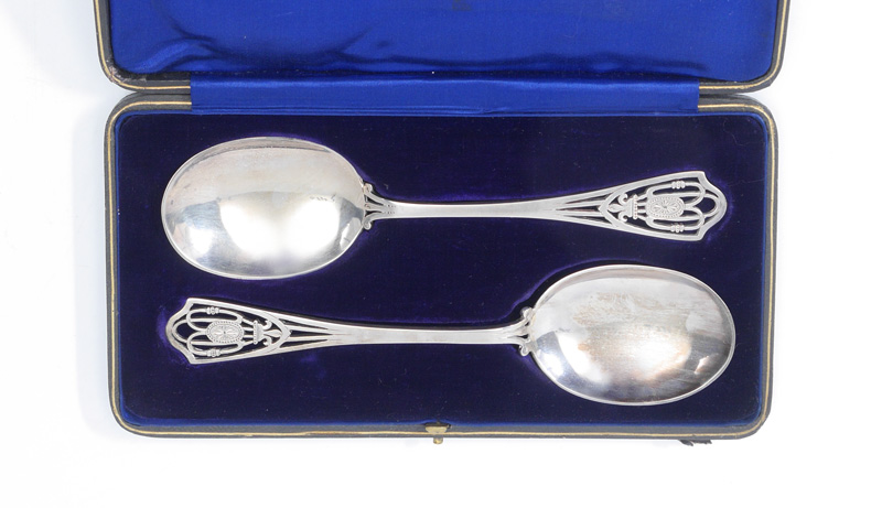 Appraisal: CHARLES CLEMENT PILLING STERLING SERVING SPOONS English silver serving spoons