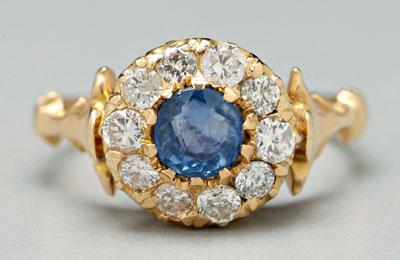 Appraisal: Sapphire diamond ring round faceted quot Ceylon quot blue sapphire