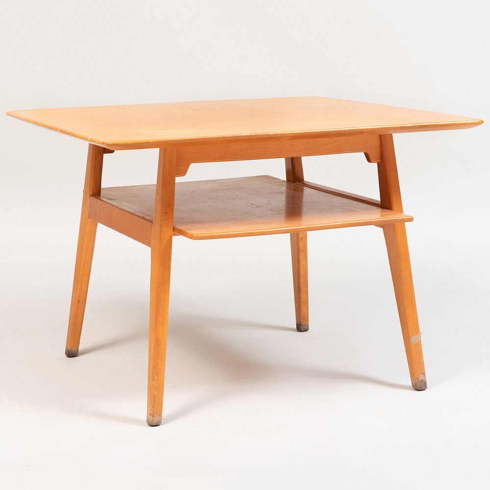 Appraisal: Robsjohn-Gibbings Style Birch Two-Tiered Low Table x x in Chambers