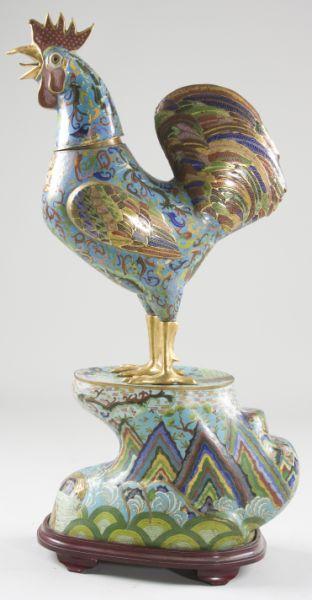 Appraisal: Large Cloisonne Rooster th c elaborate and colorful Cloisonne in