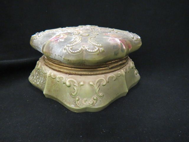 Appraisal: Nakara Art Glass Dresser Box by C F Monroe floral