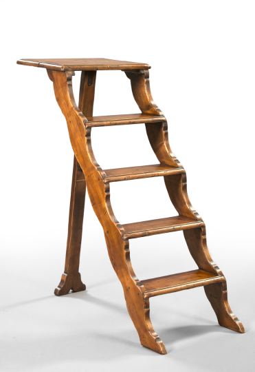 Appraisal: Continental Pine Folding Five-Step Library Ladder fourth quarter th century