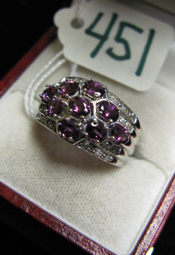 Appraisal: GRAPE TOURMALINE DIAMOND AND FOURTEEN KARAT WHITE GOLD RING set