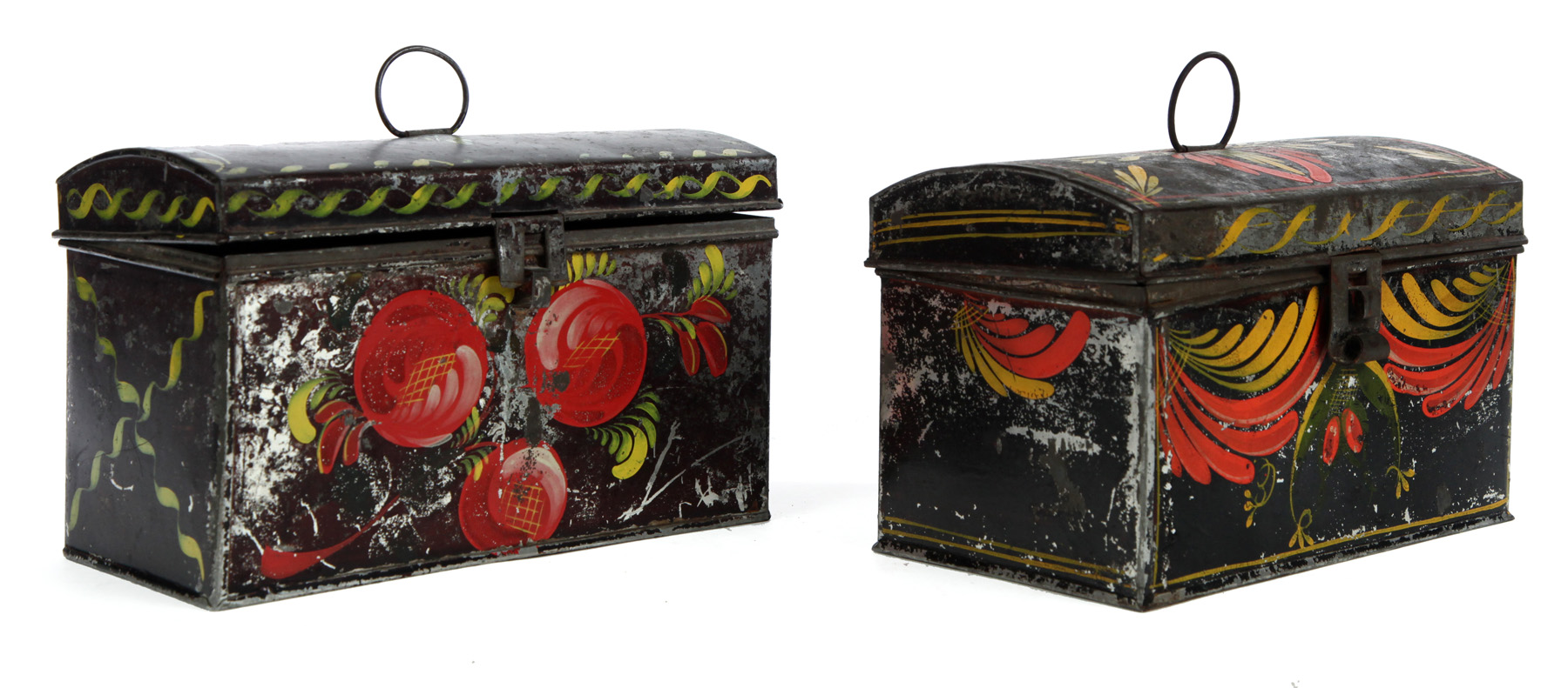 Appraisal: TWO TOLE DOME-TOP DOCUMENT BOXES Attributed to the Filley shop