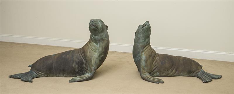 Appraisal: TWO CAST METAL SEA LION FOUNTAINS x x in and