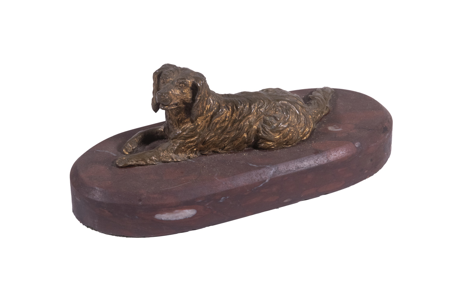 Appraisal: BRONZE DOG SCULPTURE Recumbent Dog Figure in gilded bronze set