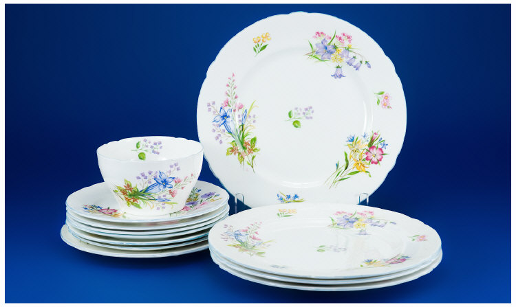 Appraisal: Shelley Wild Flowers Part Tea Service Pieces Bluebells Pink And