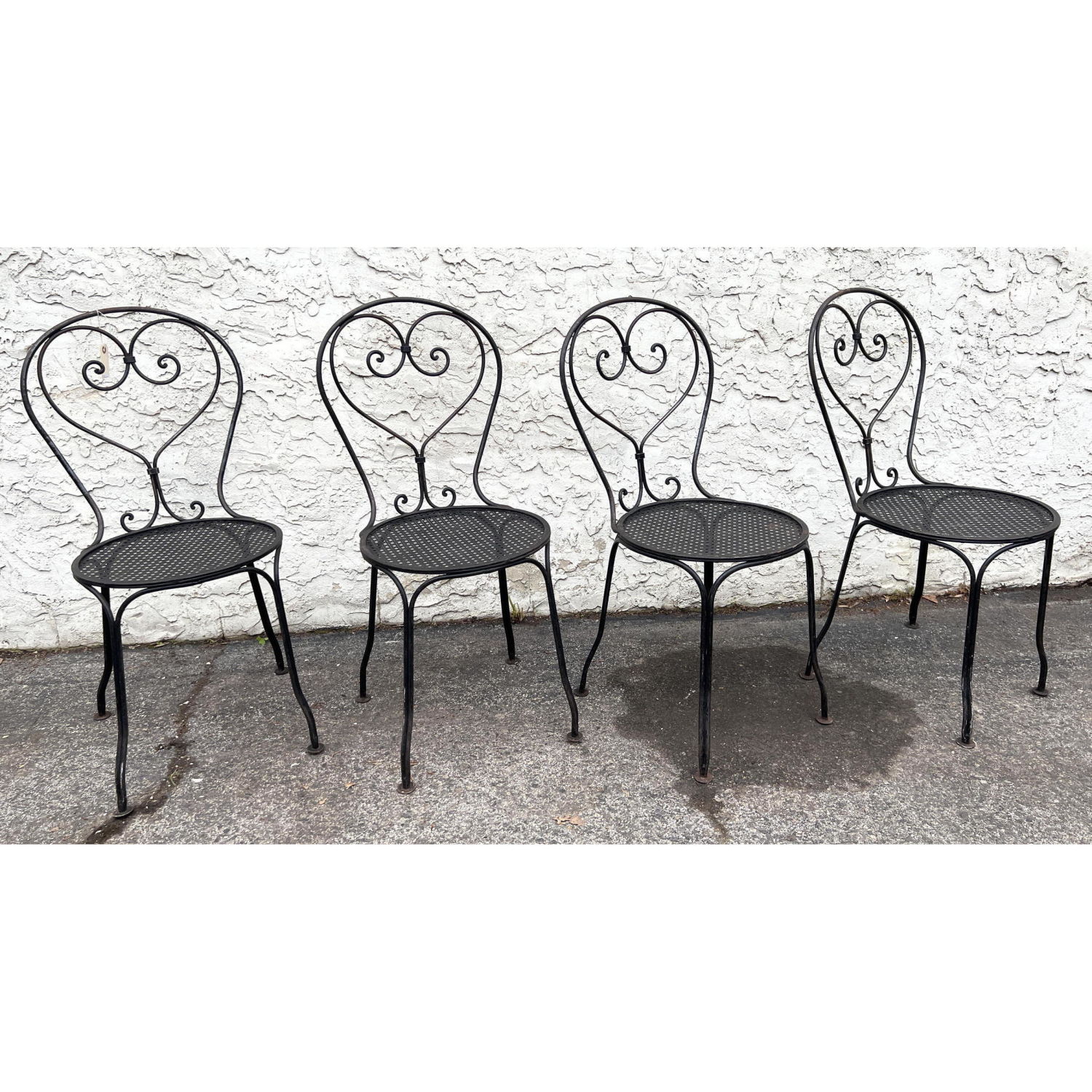 Appraisal: Set Wrought Iron Cafe Dining Chairs Dimensions H inches W