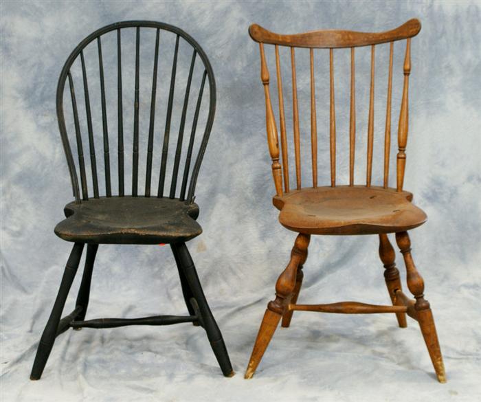 Appraisal: Two Windsor side chairs nine spindle bowback side chair h