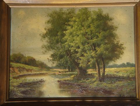 Appraisal: J Bird American o c Trees Along River Landscape x