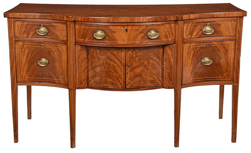 Appraisal: Rare Georgia Attributed Federal Sideboard circa deeply shaped serpentine form