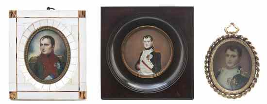 Appraisal: Three Continental Napoleonic Portrait Miniatures each depicting the bust of