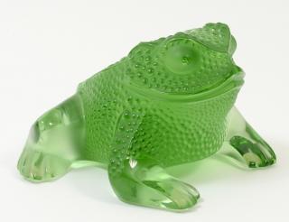 Appraisal: LALIQUE GREEN CRYSTAL GREGOIRE FROG French Signed Catalog No Length