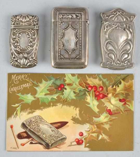 Appraisal: Lot of Sterling Match Safes Postcard Description Two are marked