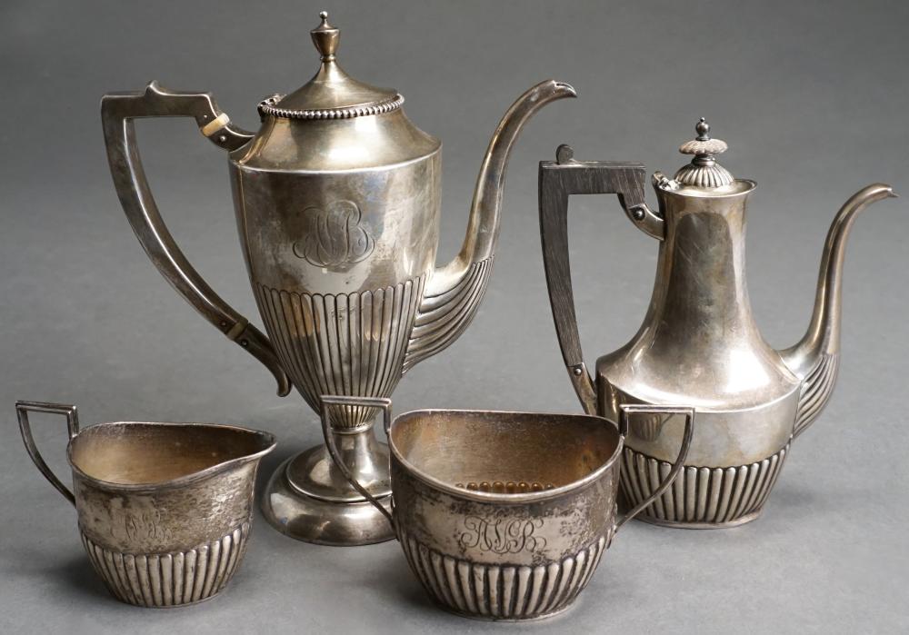 Appraisal: FOUR-PIECE ASSEMBLED AMERICAN STERLING SILVER REEDED COFFEE AND TEA SET