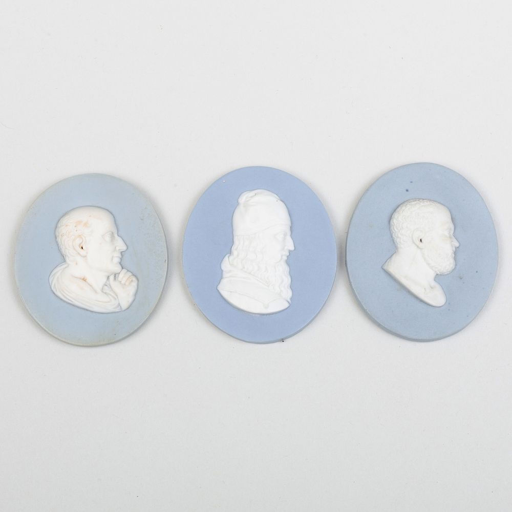 Appraisal: Group of Three Wedgwood Bentley Blue and White Oval Portrait