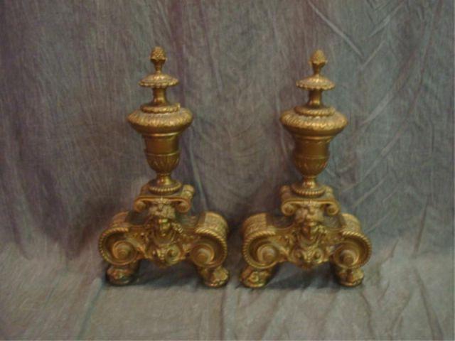 Appraisal: Pair of Bronze Andirons From a North Bergen NJ estate