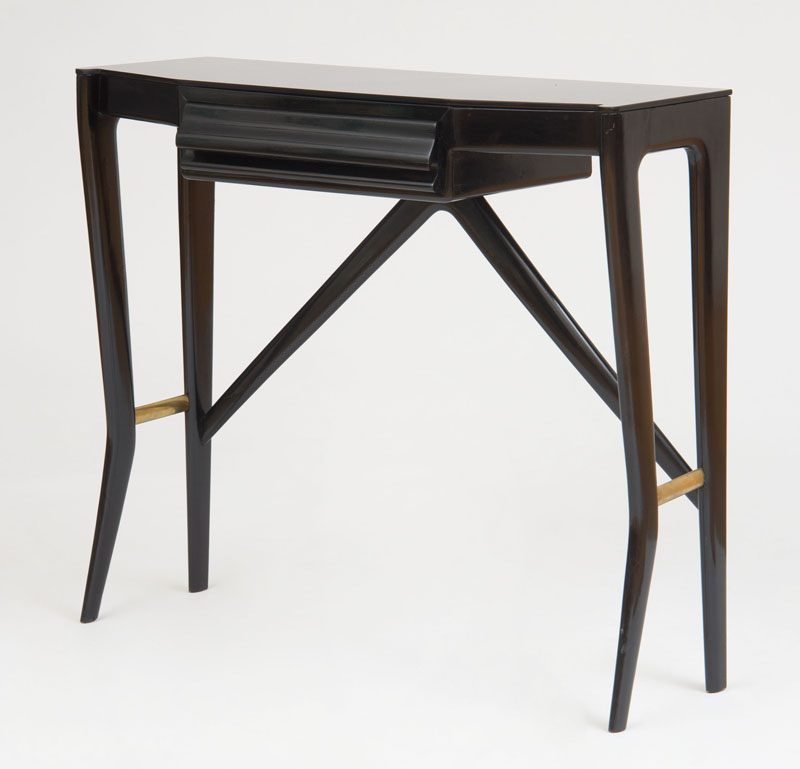 Appraisal: STYLE OF GIO PONTI CONSOLE TABLE Enameled wood glass x