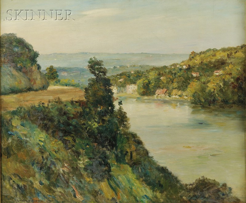 Appraisal: Joseph Henry Boston American - River Vista Signed JOSEPH H