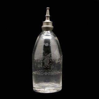 Appraisal: Flask Form Nursing Bottle etched date of blown glass with