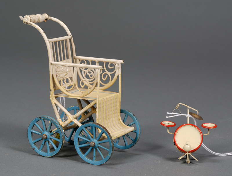 Appraisal: M rklin Painted Steel Miniature Doll Stroller early th century