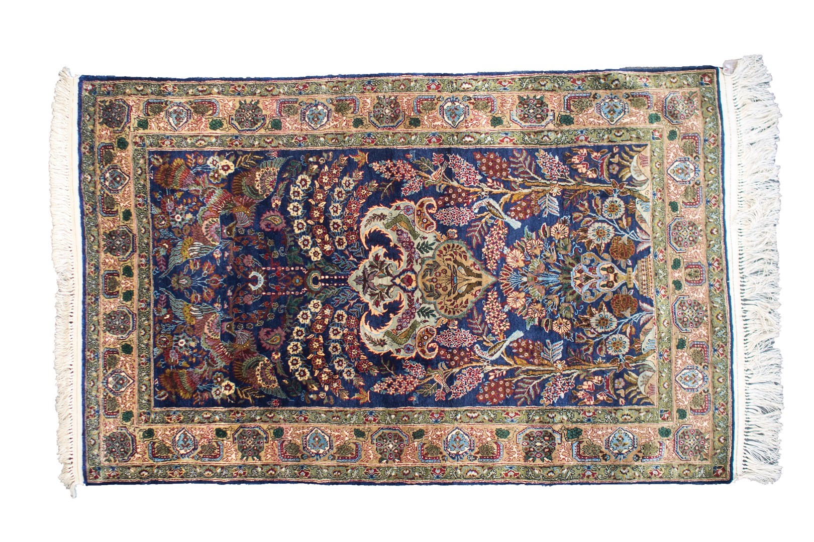 Appraisal: A fine silk Tabriz garden rug Persian the indigo field