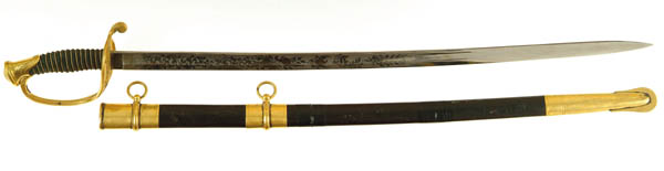 Appraisal: FINE AMES MODEL FOOT OFFICER'S SWORD - dbl fuller blade