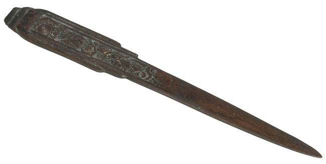 Appraisal: Art Deco letter opener bronzed metal with a tooled floral