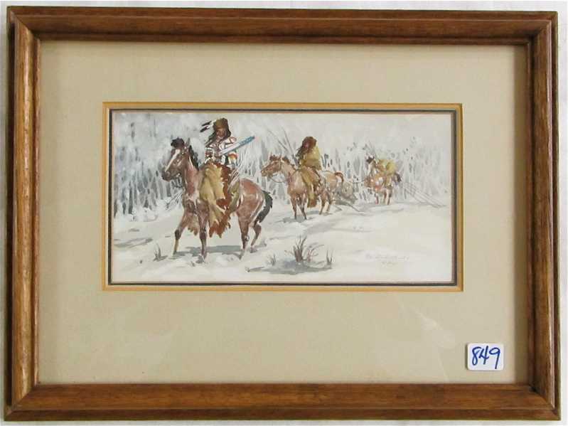 Appraisal: NANCY POWELL McLAUGHLIN WATERCOLOR ON PAPER Montana - Winter Travelers