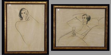 Appraisal: Two Charcoal Sketches of a Woman Provenance from the Estate