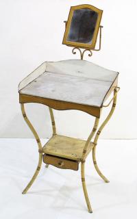 Appraisal: Continental tole decorated metal wash stand th century the superstructure