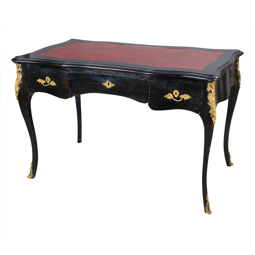 Appraisal: Louis XV Style Black Painted Writing Table Height inches width