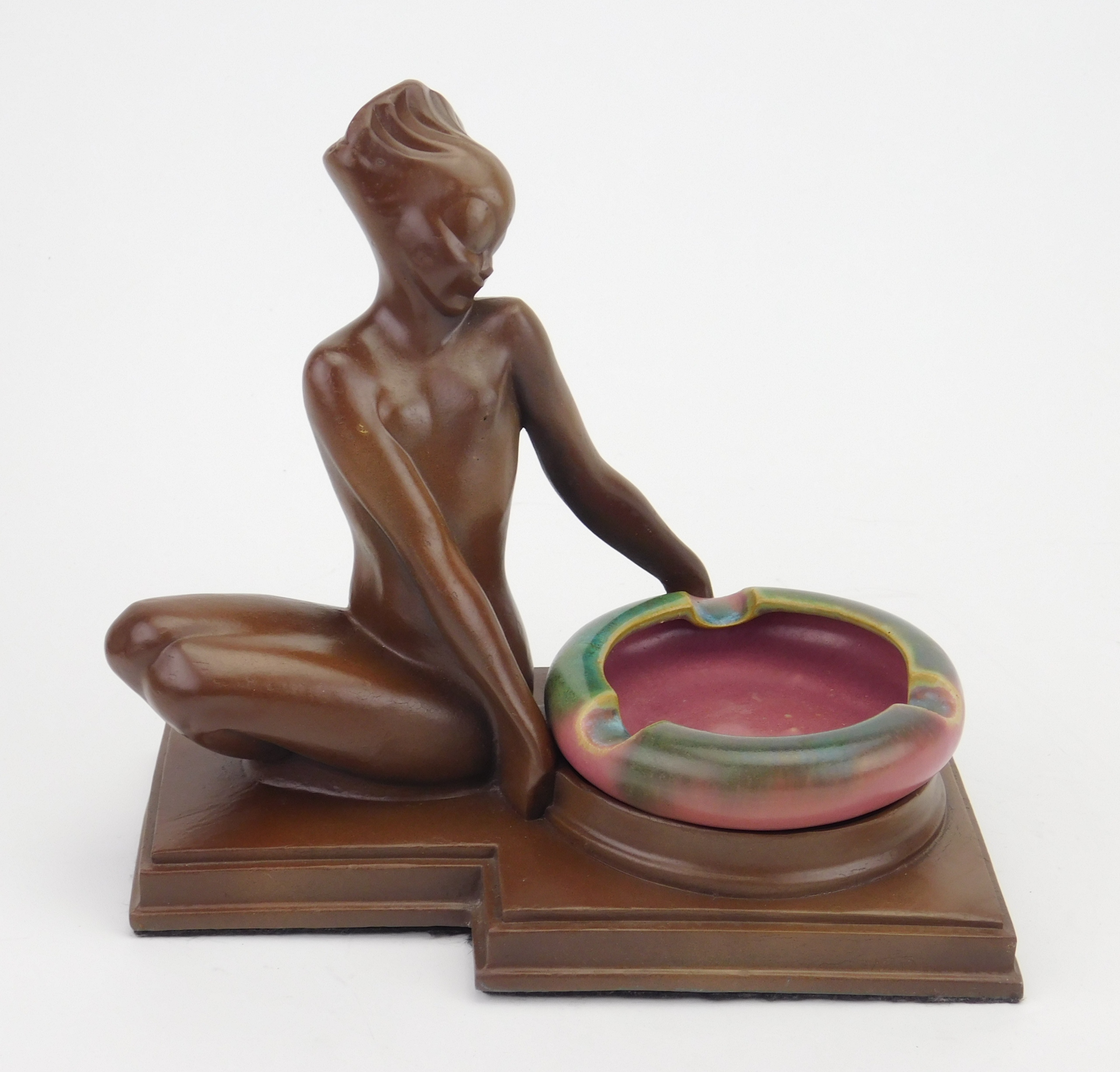 Appraisal: Nuart 'Alien Girl' ashtray in browns and tans with Fulper