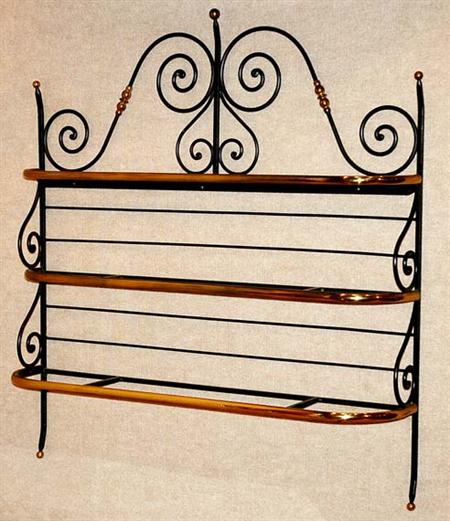 Appraisal: Brass and Iron Three-Tier Hanging Shelf Estimate -